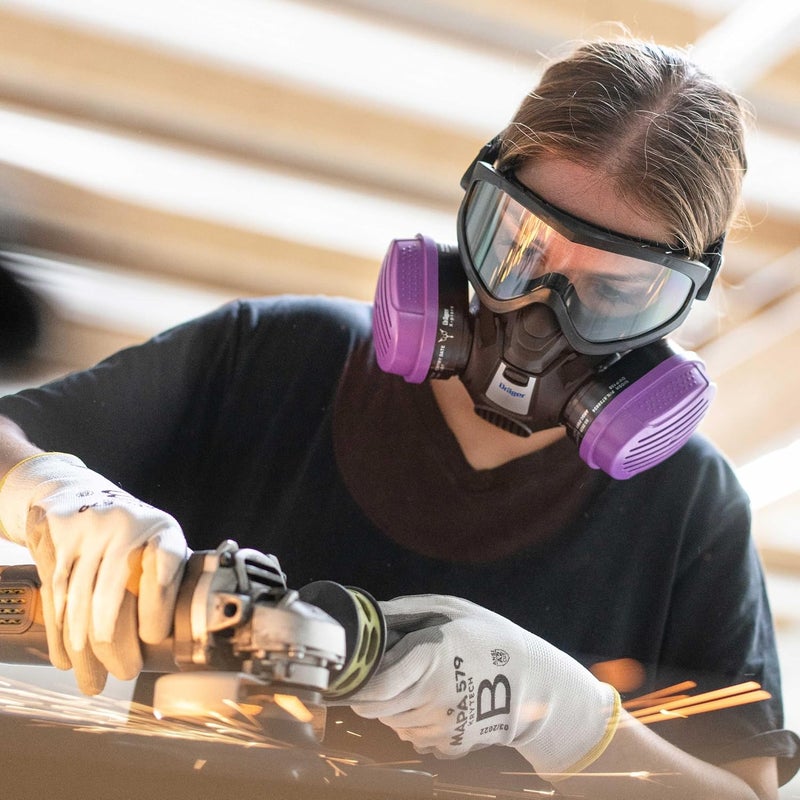 Drager قناع التنفس X-plore 3500 متعدد الغازات/كارتريدج مدمج P100 (OV/AG/HF/FM/CD/AM/MA/HS/P100) معتمد من NIOSH نصف قناع للرسم والمواد الكيميائية والبناء - Image 3